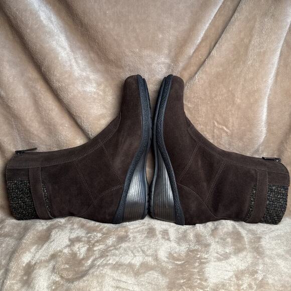 Aquatalia Brown Suede leather Waterproof Wedge Heel Zip Boots Women’s Size‎ 7.5 - Picture 5 of 8